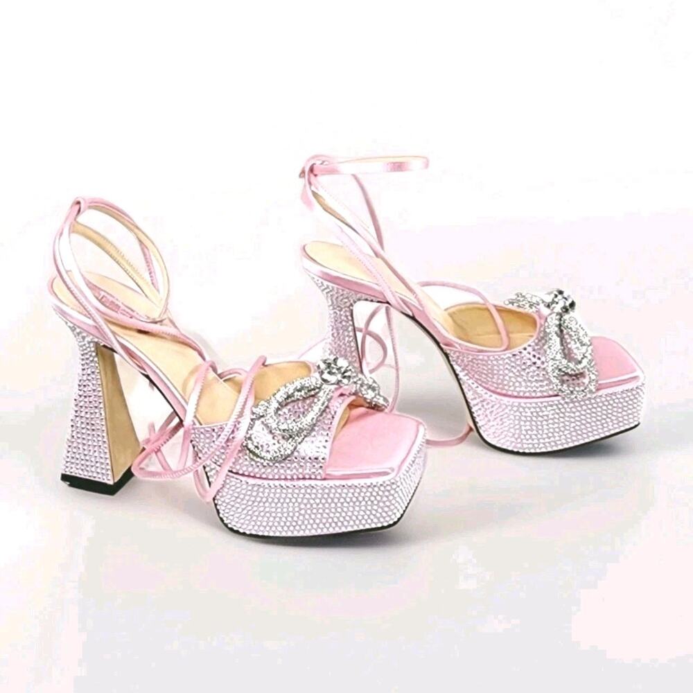 MACH & MACH Sandals US7.5 UK4.5 EU37.5 Pink Rhinestone Made in Italy